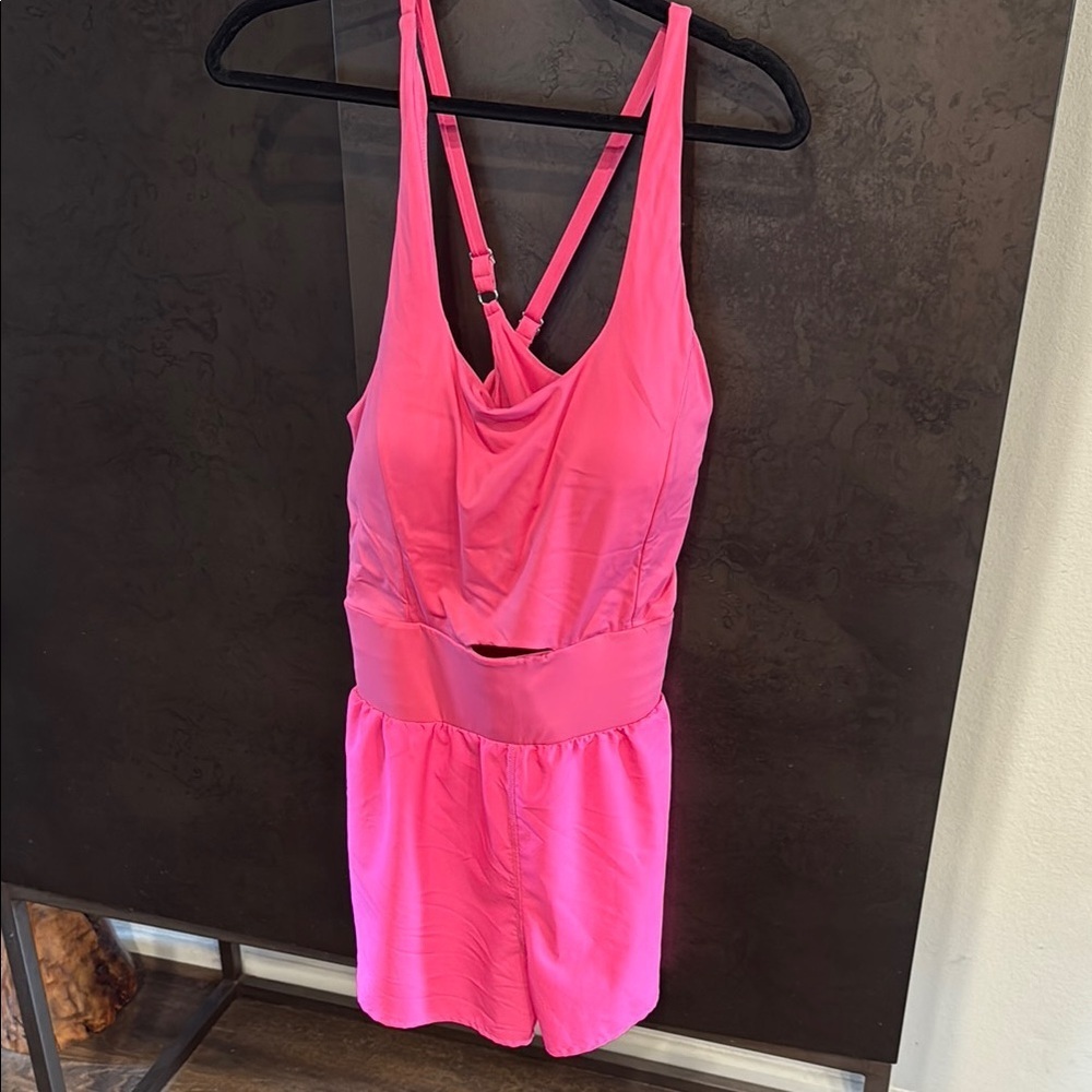 Vibrant Pink Sleeveless Jumpsuit Casual Romper